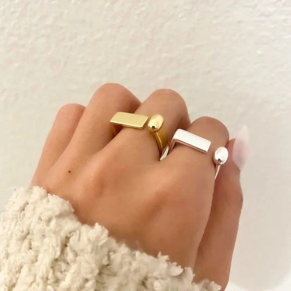 925 Sterling Silver Chunky Bar Ring Statement Ring Thick Ring Bold Ring - Picture 3 of 7